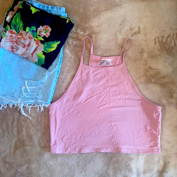 Pink Racerback Crop Top - Picture 1 of 4